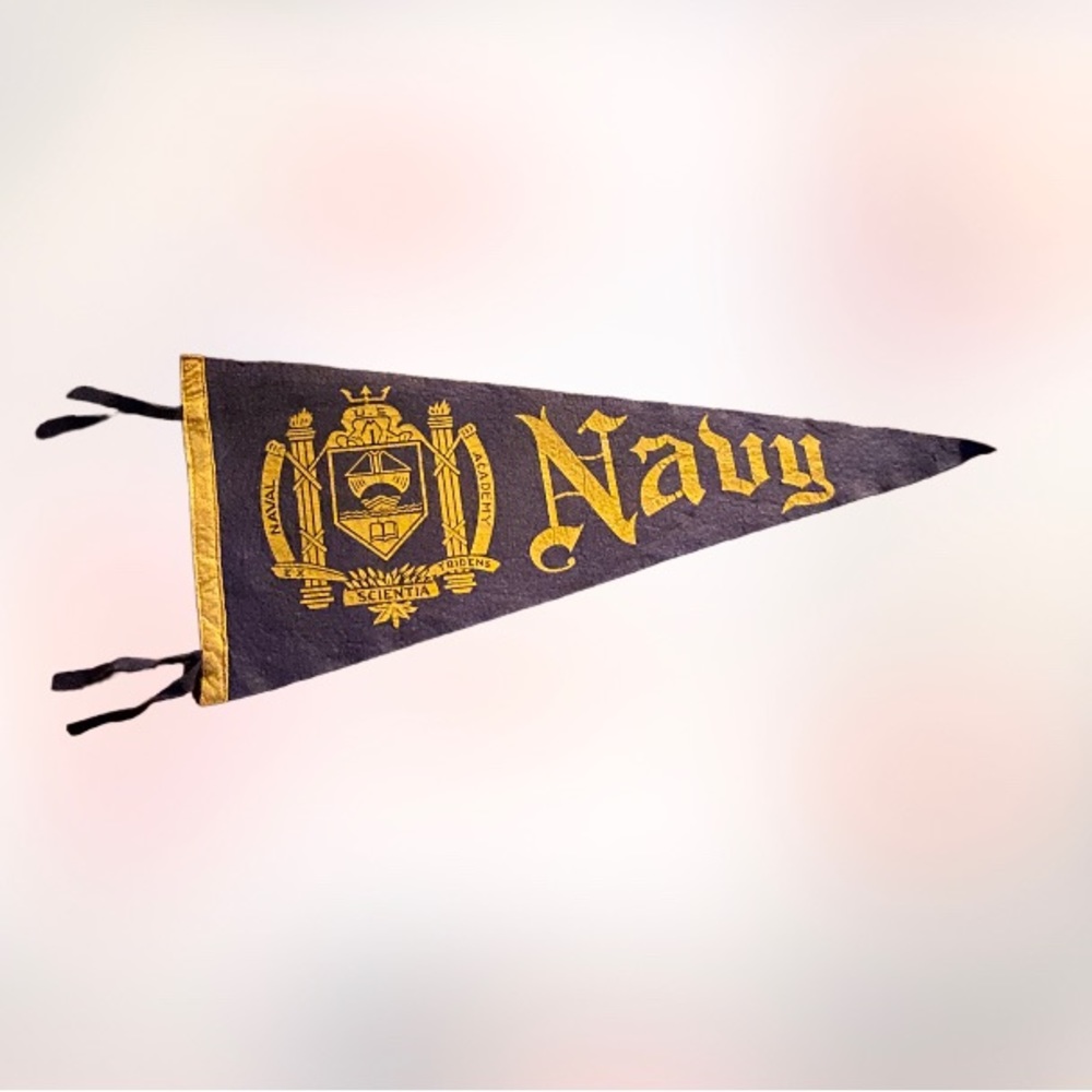 VTg 1940s-1950s navy naval academy felt pennant flag scientia